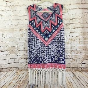 Altar’d State Sleeveless Shift Dress with Fringe